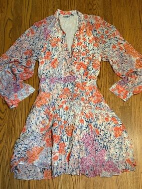 Reiss Floral V-Neck Mini Dress i